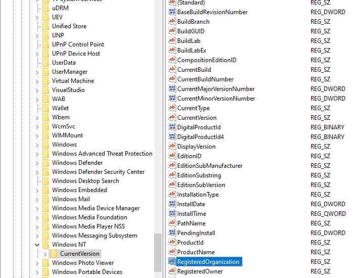 Organisation Details unter Windows 10 ändern