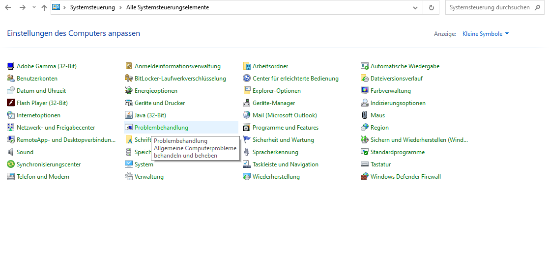Windows 10: Systemsteuerung- Problembehandlung