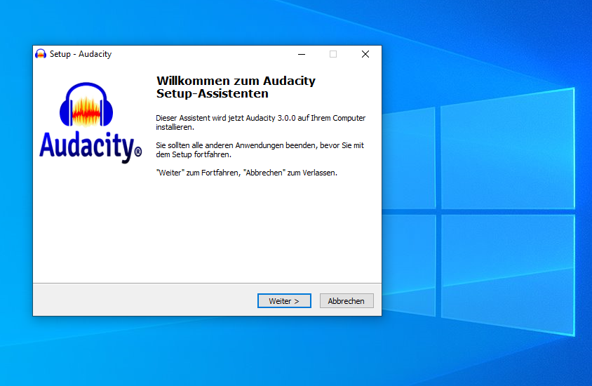 Audacity 3.0 Windows 10 Installation