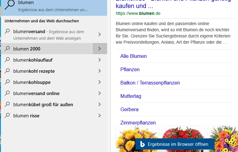Bing-Suche im Windows 10-Startmenü deaktivieren