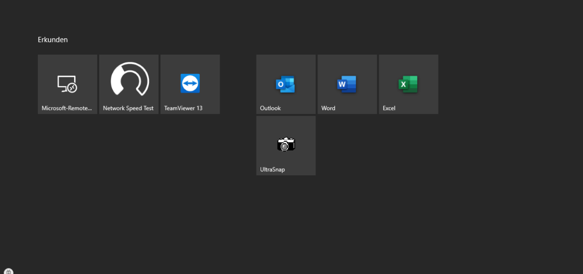 Startmenü wird als Vollbild in Windows 10 angezeigt
