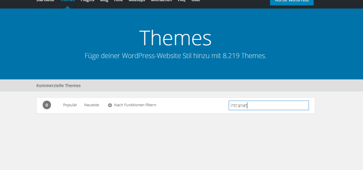 Man findet keine Intranet Themes direkt bei WordPress