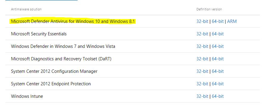 Windows Defender manuell aktualisieren - Microsoft Defender Antivirus für Windows 10 und Windows 8.1herunterladen