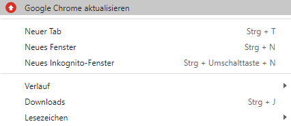 Google Chrome aktualisieren direkt aus dem Menü