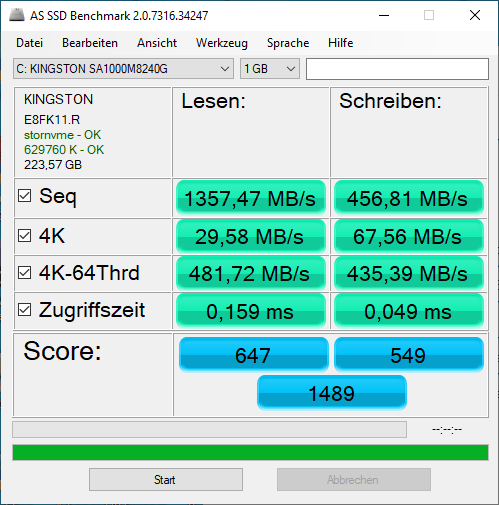 Festplatten Geschwindigkeit mit AS SSD Benchmark testen