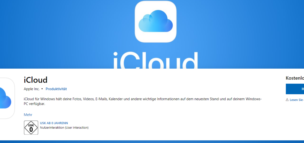 iCloud App für Windows 10