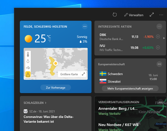Windows 10 die Wetteranzeige in der Taskleiste - neues Features nach dem Patchday-Update