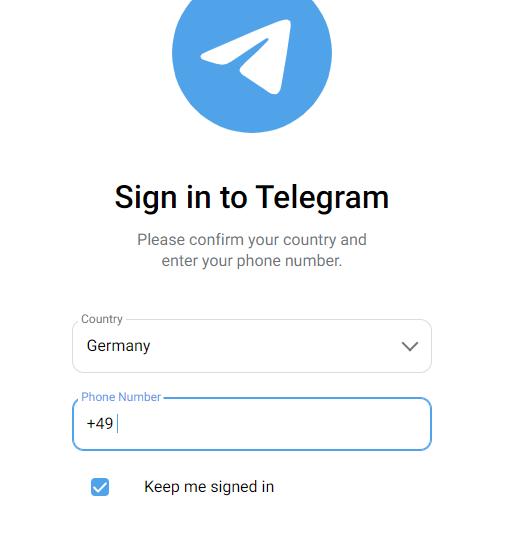 Bei Telegram Web online über die Handynummer einloggen 