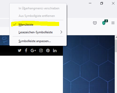 Mozilla Firefox die Menüleiste einblenden