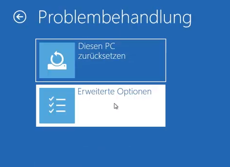 Windows 10 Problembehandlung Erweiterte Optionen
