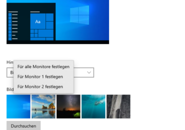 Windows 10: Unterschiedliche Hintergrundbilder 2 Monitore