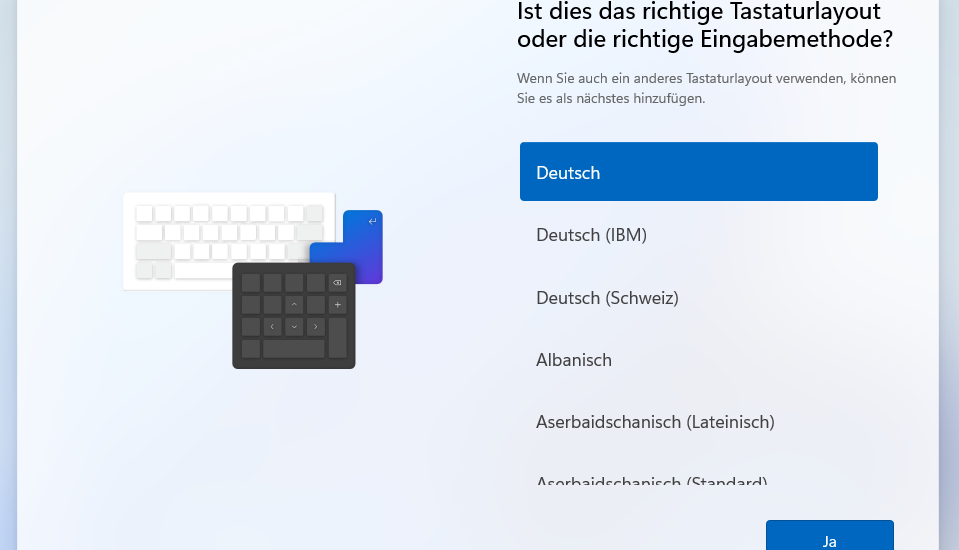 Windows 11 das richtige Tastaturlayout auswählen