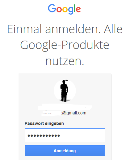 Gmail Passwort eingeben und bestätigen