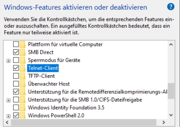 Windows 10 Telnet Client aktivieren