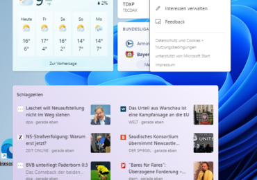 Windows 11: Taskleisten-Widget für Nachrichten und Interessen in Windows 11 deaktivieren