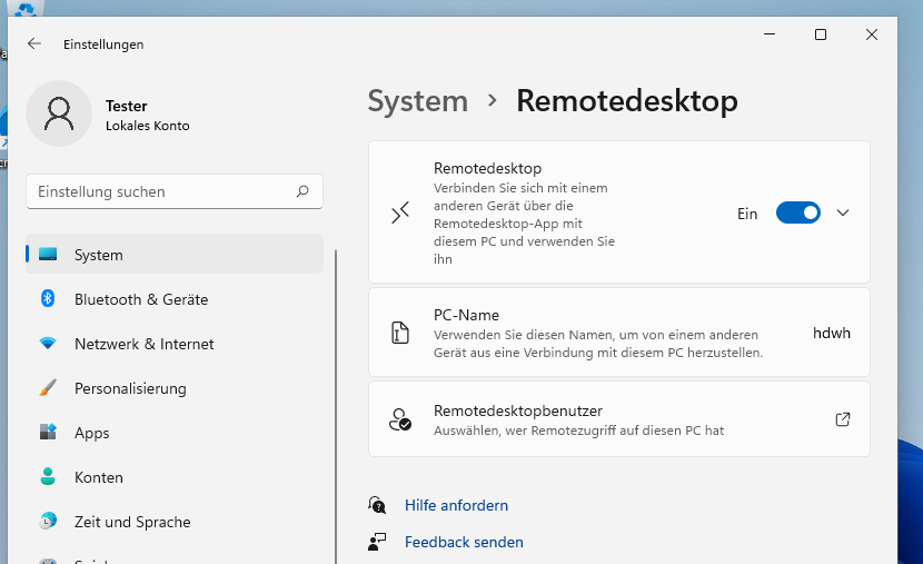 Remotedesktop auf Windows 11 aktivieren