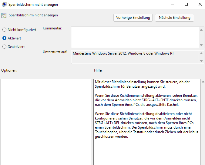 Windows 11 Den Sperrbildschirm aktivieren oder deaktivieren