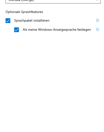 Schwedisch als Anzeigesprache in Windows 10 