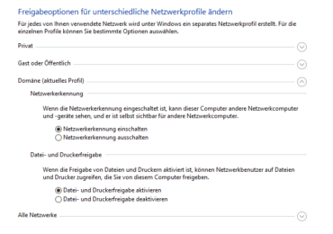 Windows 10 Netzwerkerkennung   aktivieren oder deaktivieren