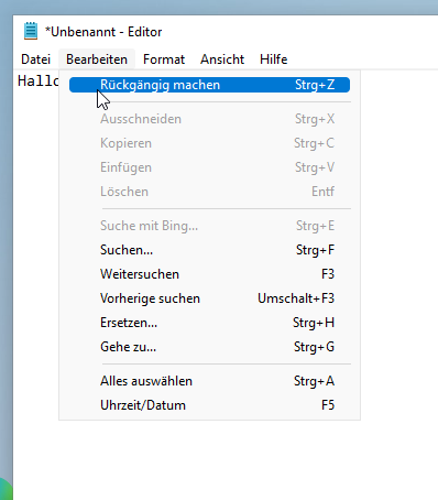 Windows 11: In Editor was Rückgängig machen (Nur ein Schritt) 