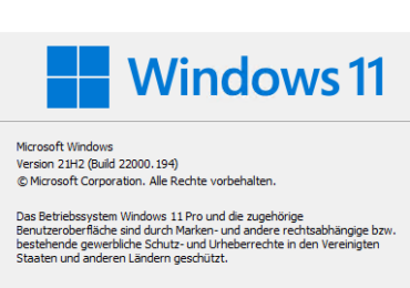 Windows 11: Die Version von Windows 11 und die Build-Nummer anzeigen lassen
