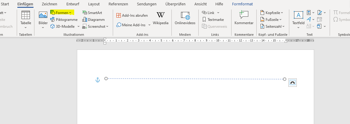 word linie einfügen