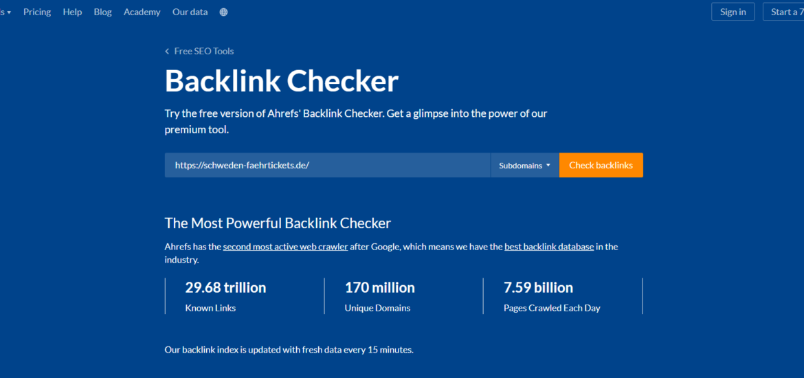 Backlink Checker von ahrefs.com