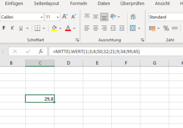 Excel Durchschnitt berechnen mit der MITTELWERT-Funktion