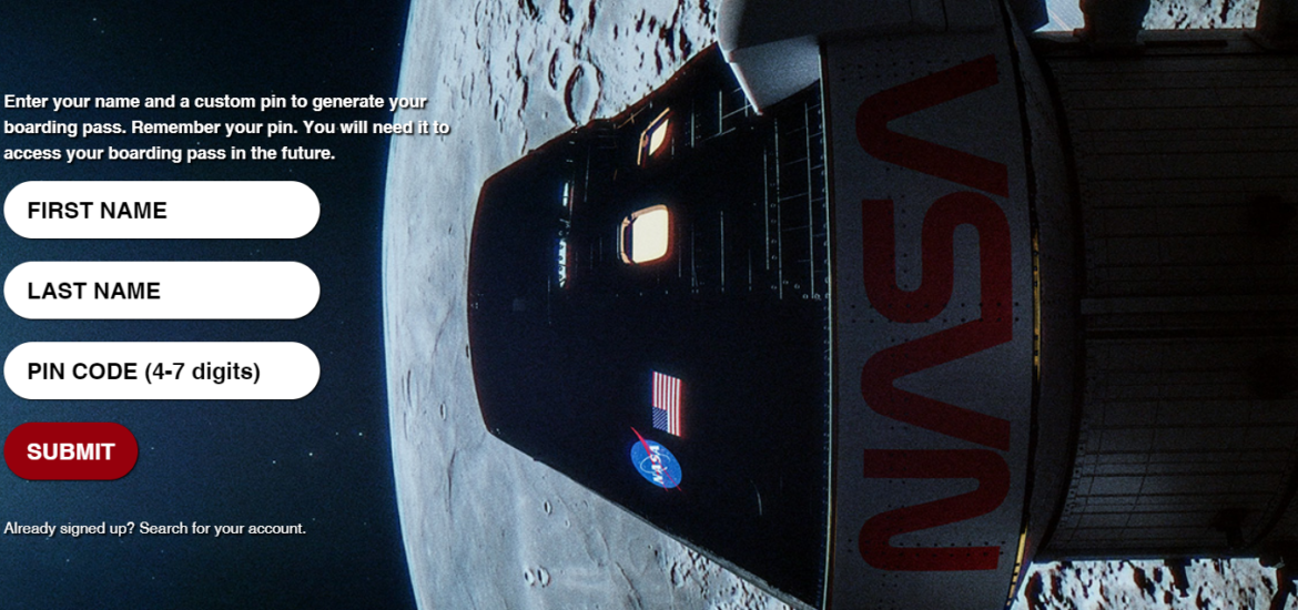 Namen eintragen und zum Mond fliegen Bild NASA