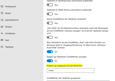 Windows 10: Position der Taskleiste ändern