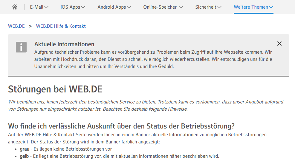 Störung bei GMX und Web.de - E-Mail Anmeldung geht nicht