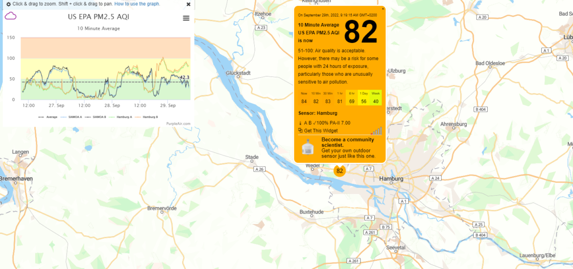 Aktuelle Luftqualität anzeigen lassen dank PurpleAir-Sensoren und Google Maps // Bild PurpleAir