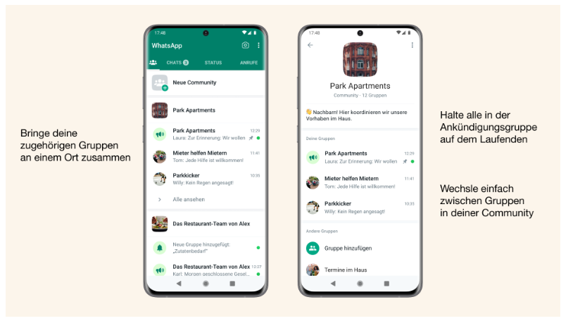 Communitys als neue Funktion für Whatsapp