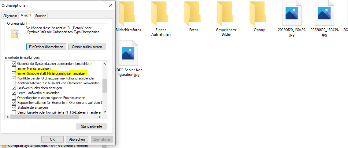 Miniaturansichten im Datei-Explorer in Windows 10 