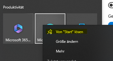 Windows 10: klassische Startmenü ohne Kacheln