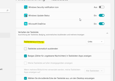 Windows 11 Taskleiste links anzeigen