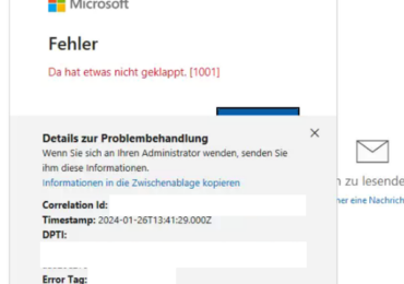 Microsoft Office 365: Anmeldefehler 1001 – Problem gelöst