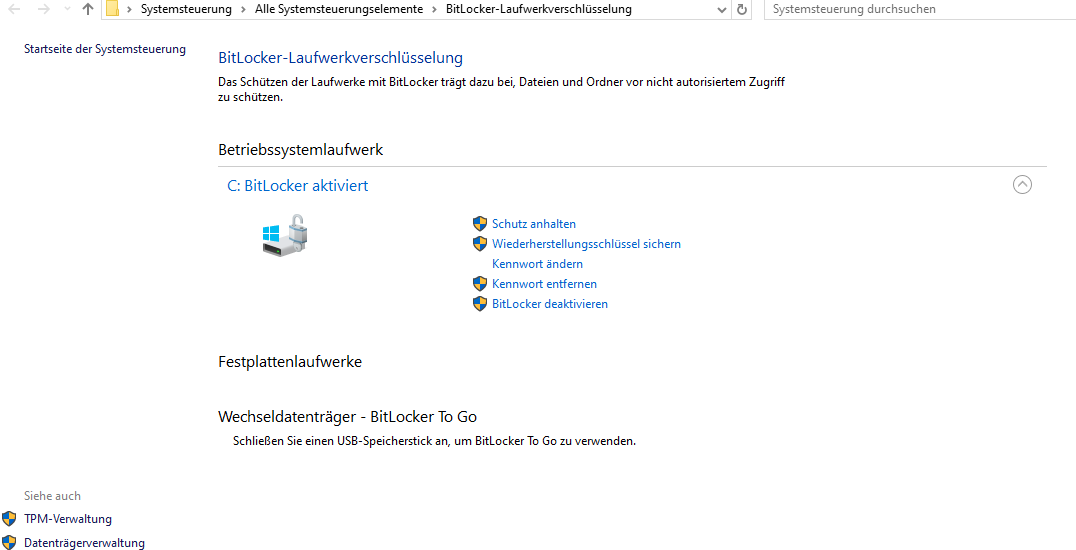 Windows 10 Bitlocker Kennwort ändern