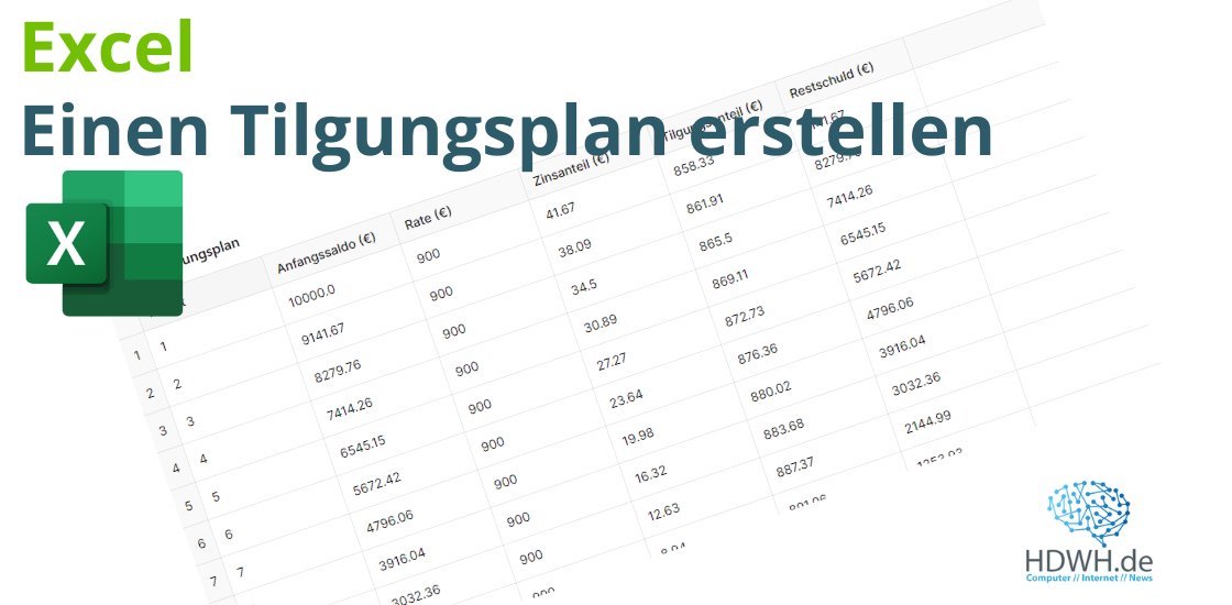 Wie erstellt man einen einfachen Tilgungsplan in Excel? Hier ein Beispiel