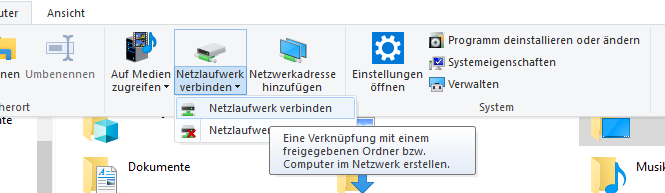 Windows 10 Netzwerklaufwerk verbinden über die grafische Oberfläche