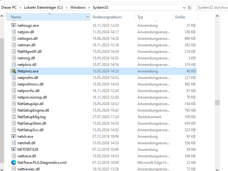 Ihr findet die Datei netplwiz.exe unter C:WindowsSystem32 