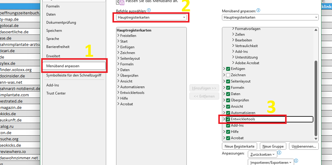 Checkboxen in Excel einfügen