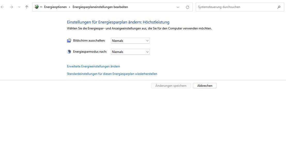 Energiespareinstellungen anpassen